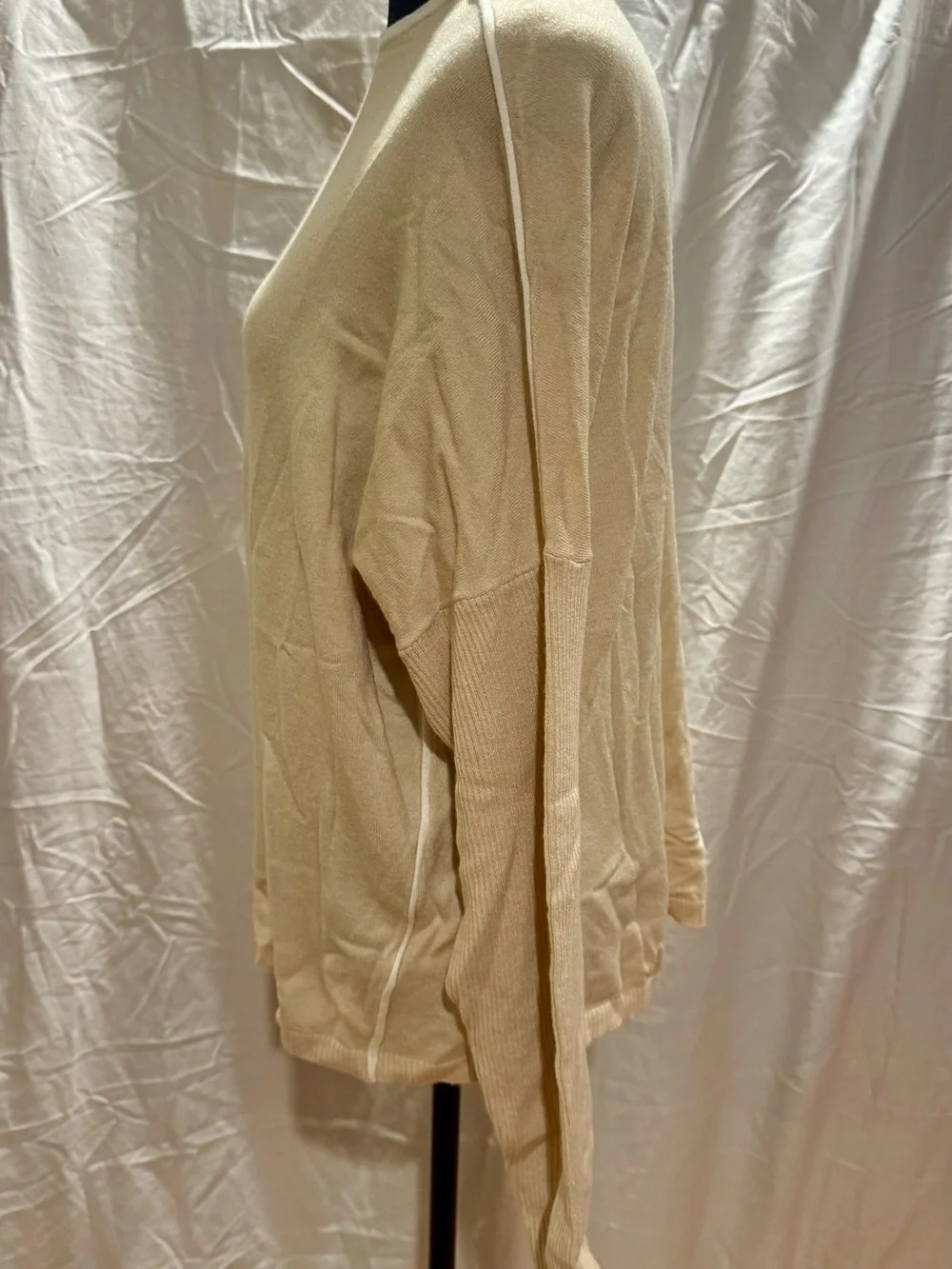 Gemma + Jane Lightweight Sweater in Cream with White Accents
